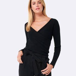 V Neck Faux Wrap Cross over Pull over Cotton Blend Sweater- Size S